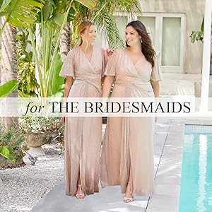 Girls in bridesmaid''s gowns