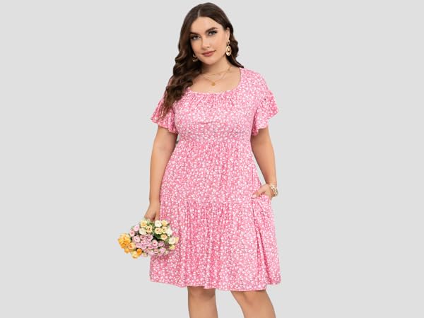 Plus Size Summer Casual Dress with Pockets