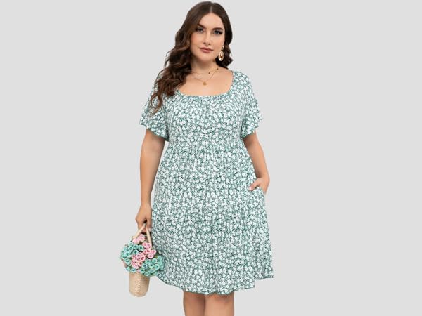 Plus Size Summer Casual Dress with Pockets