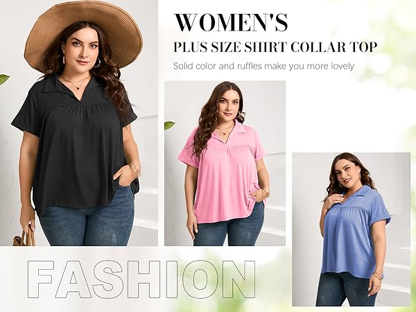 Plus Size Short Sleeve Polo Shirts Henley T Shirts