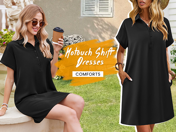 Women Casual Dress Button Down Short Sleeve Summer Dress Comfy Loose Fit Sundress