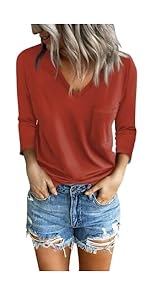 basic tees for women 3/4 sleeve