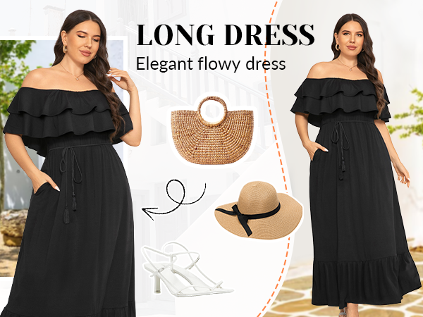 black off shoulder maxi dress