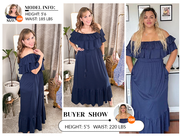 plus size off shoulder maxi dress