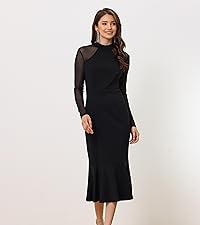 Long Sleeve Sheer Mesh Mock Neck Mermaid Formal Cocktail Wedding Guest Dresses