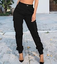 black cargo pants women joggers with pockets