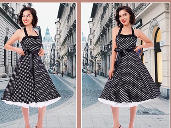 Women&#39;s 1950s Retro Vintage Spaghetti Strap Cocktail Swing Dresses