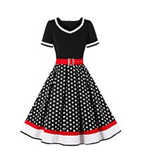 Short Sleeve 1950s Retro Vintage Cocktail Party Swing Dress