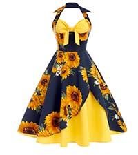 womens 50s vintage dress sunflower