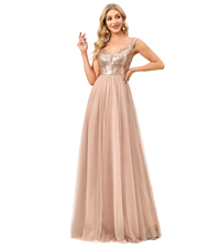 Ever-Pretty Women''s Double V Neck Maxi Ball Gown Mother of Bride Dress