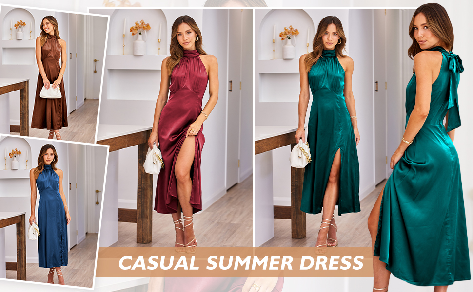 Cocktail Party Dresses High split long dresses Maxi dresses for women Women sexy halter neck dresses