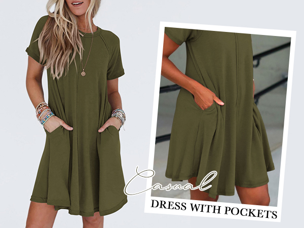 Crew Neck T Shirt Summer Dresses for Women 2024 Casual Dress Swing Flowy Beach Vacation Sundress