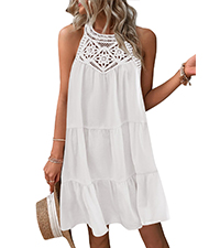 Womens Summer Dresses 2024 Casual Halter Sleeveless Flowy Mini Dress