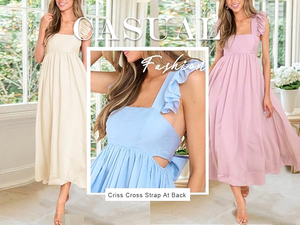 ruffle sleeve maxi dress