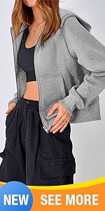 Womens Zip Up Hoodies Teen Girls Long Sleeve Oversized Sweatshirt Casual Fall Outfits with Pockets