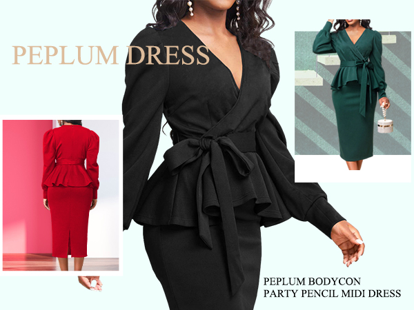 Womens Formal Bodycon Peplum Dresses Sexy