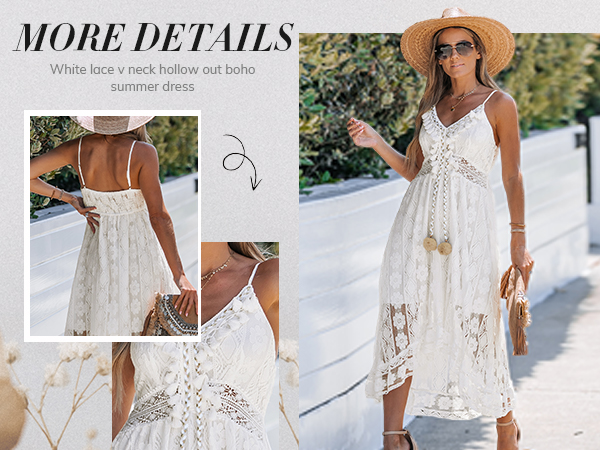 white lace dress long beach dress v neck