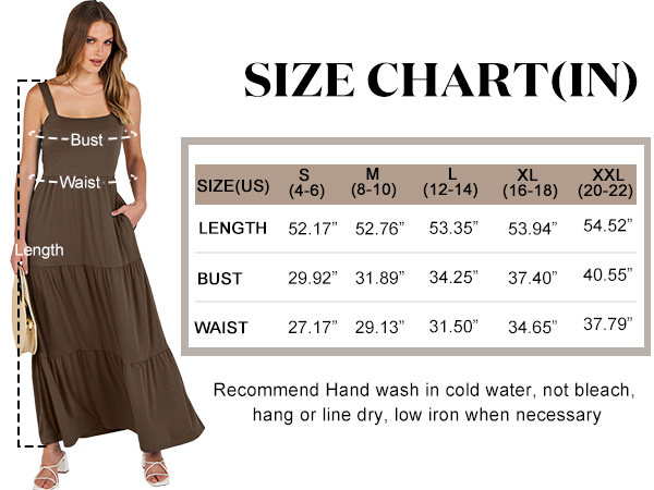 Maxi Long Flowy Sundress Backless Spaghetti Strap Swing Tiered Midi Beach Dress Pockets Travel