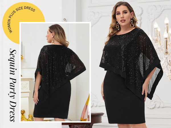 Womens Plus Size Cape Pencil Dress