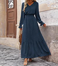 women fall swiss dot long dress