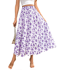 Midi Length Skirts for Women Elastic High Waisted Beach Holiday Trendy Summer A Line Long Skirt