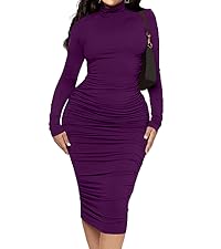 Long sleeve ruched bodycon midi dress