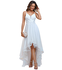 Ever-Pretty Applique Open Back Applique Spaghetti Straps Irregular Hem Maxi Party Dresses