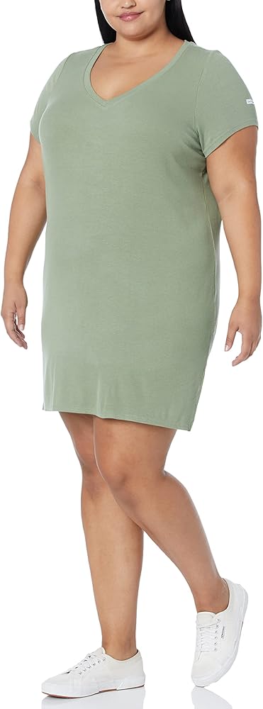 Calvin Klein Women's Plus Size T-Shirt V-Neck Ribbed Knit Dress