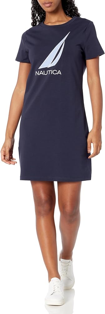 Nautica Women's Crewneck T-Shirt Logo Dress