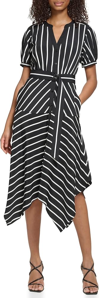 KARL LAGERFELD Women's Striped Midi Shirt Dress