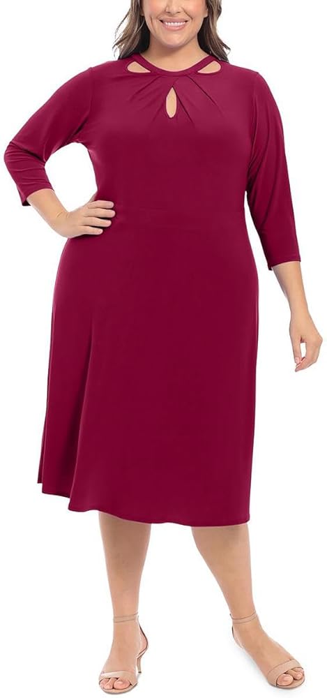 London Times Women's Cut Out Neckline A-line Jersey Dress