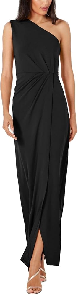 Calvin Klein Women's One Shoulder Gown with Waist Ruch