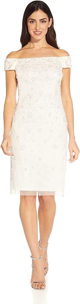 Adrianna Papell Women's Beaded 3D Petal Dress