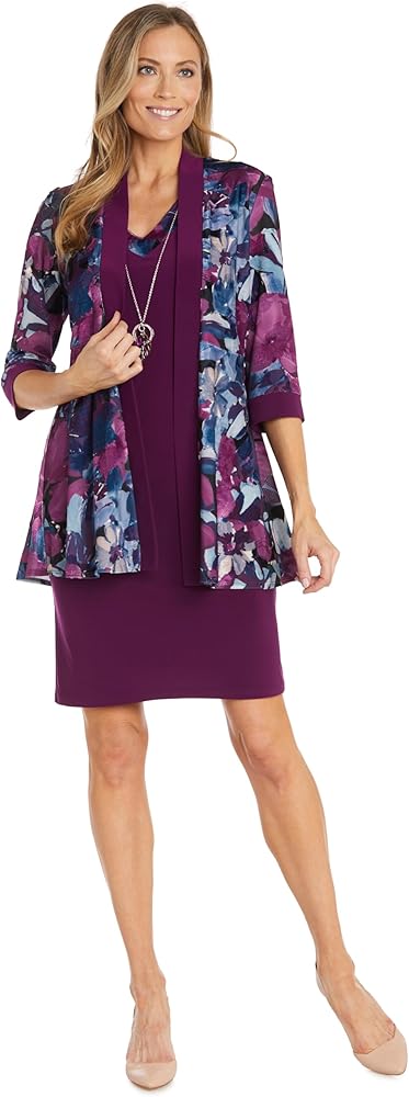 R&M Richards Women's Floral Printed Jacket Dress