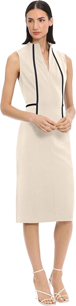 Donna Morgan Women's Sleek Sophisticated Contrast Trim Workwear Sheath Office Career Ceremony