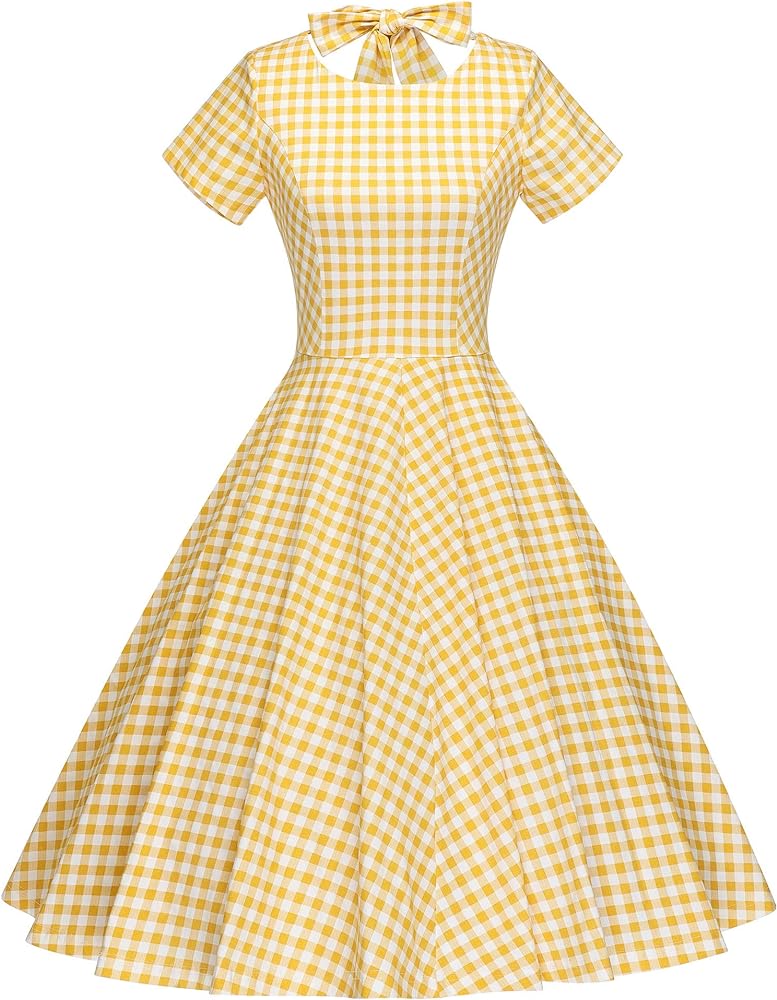 GownTown Womens 1950s Vintage Retro Party Swing Pocket Rockabillty Stretchy Dress