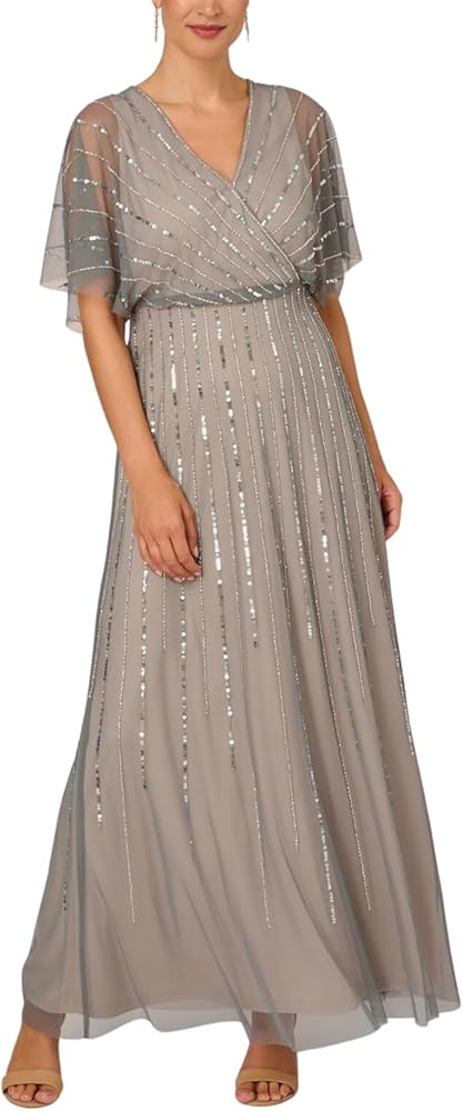 Adrianna Papell Women's Beaded Blouson Gown