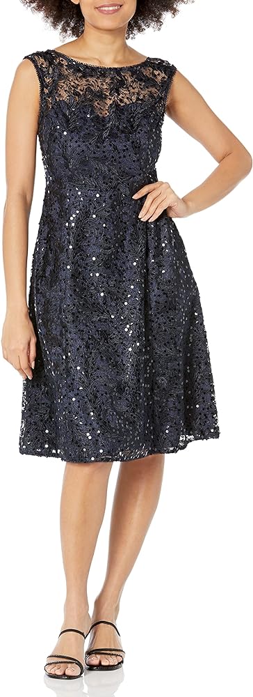 Adrianna Papell Women's Embroidered Midi Cocktail Dress