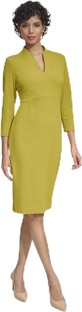 Calvin Klein Women's Scuba Crepe Long Sleeve Sheath Dress