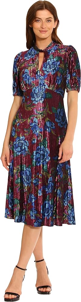 Maggy London Women's Keyhole Neck Velvet A-line Dress Occasion Party Event Guest of Wedding