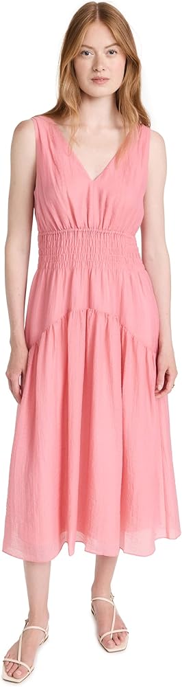 Vince Women's Sleeveless V Neck Smocked Dress