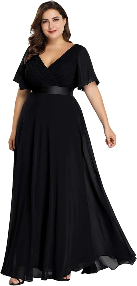 Ever-Pretty Women's Double V-Neck Formal Dresses Plus Size Bridesmaid Dress 09890-PZ