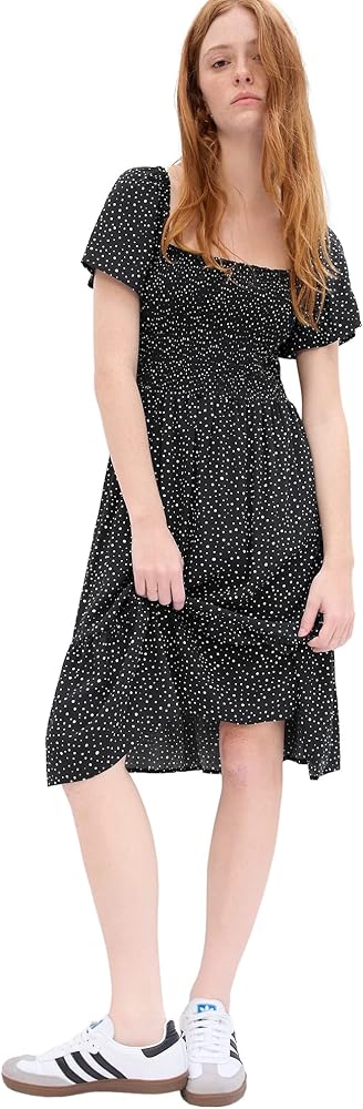 GAP Women's Short Sleeve Square Neck Midi Dress