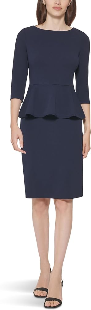 Calvin Klein Women's Work 3/4 Sleeve Peplum Dress