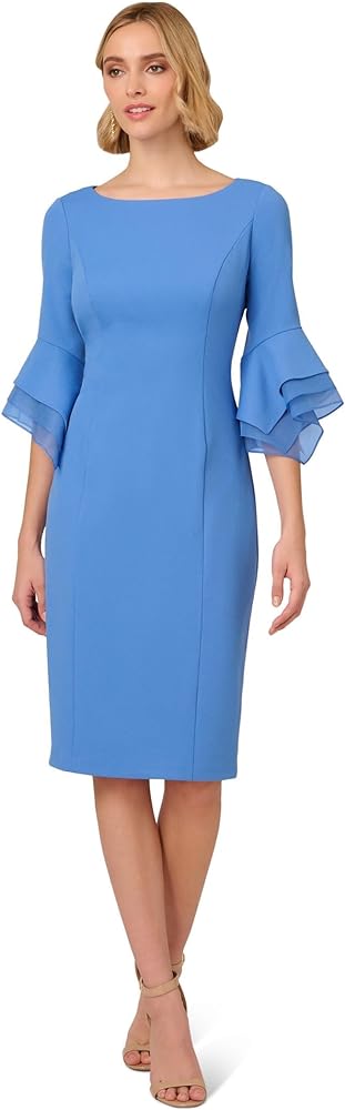 Adrianna Papell Women's Knit Crepe Tiered Sleeve Dress