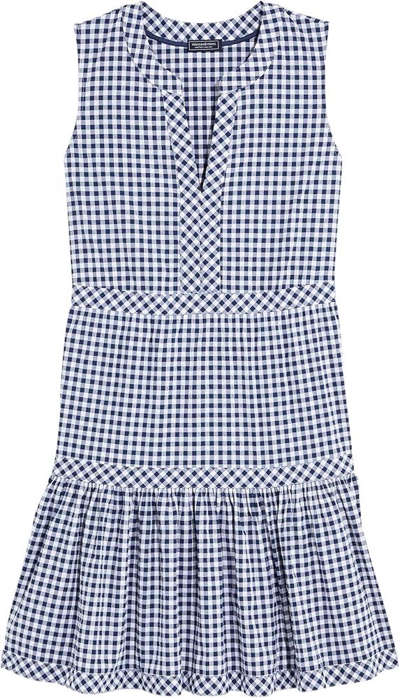 vineyard vines Women's Harbor Seersucker Tiered Dress