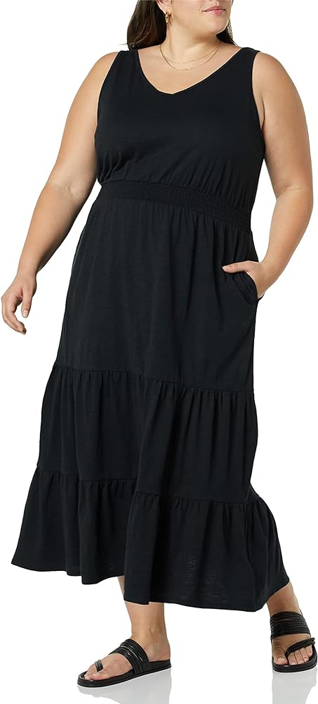 Amazon Essentials Women's Sleeveless Elastic Waist Summer Maxi Dress (Available in Plus Size)