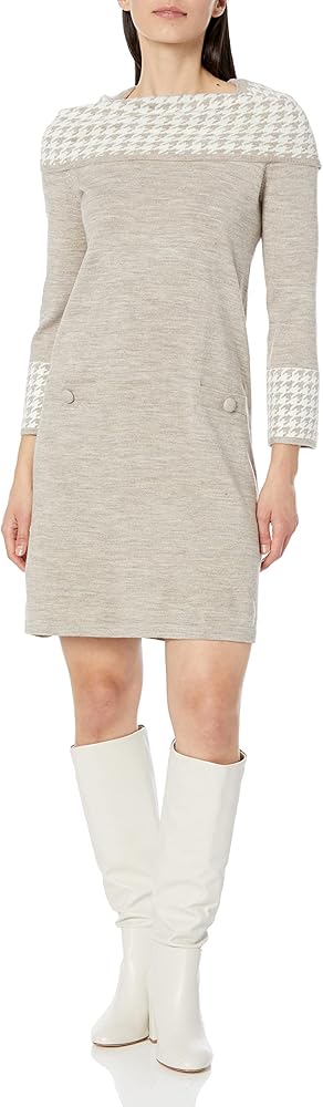 Jessica Howard Women's Plus Shift Soft ¾ Sleeve Short Dress