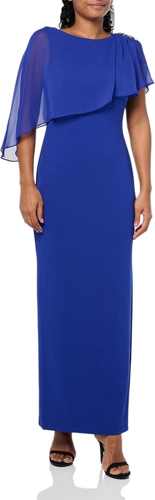 Jessica Howard Women's Sleeveless Boat Neck Scuba Long Dress