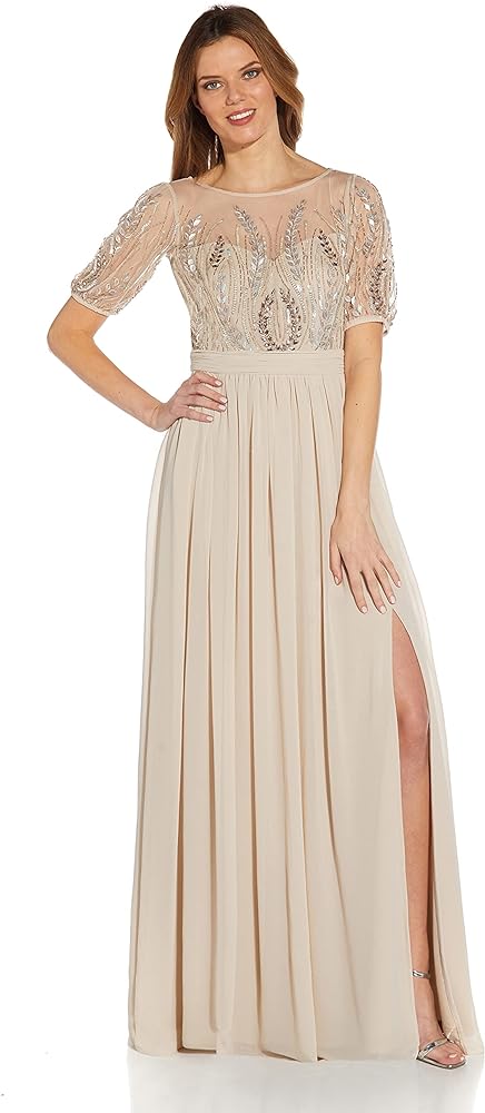 Adrianna Papell Women's Bead and Chiffon Dress